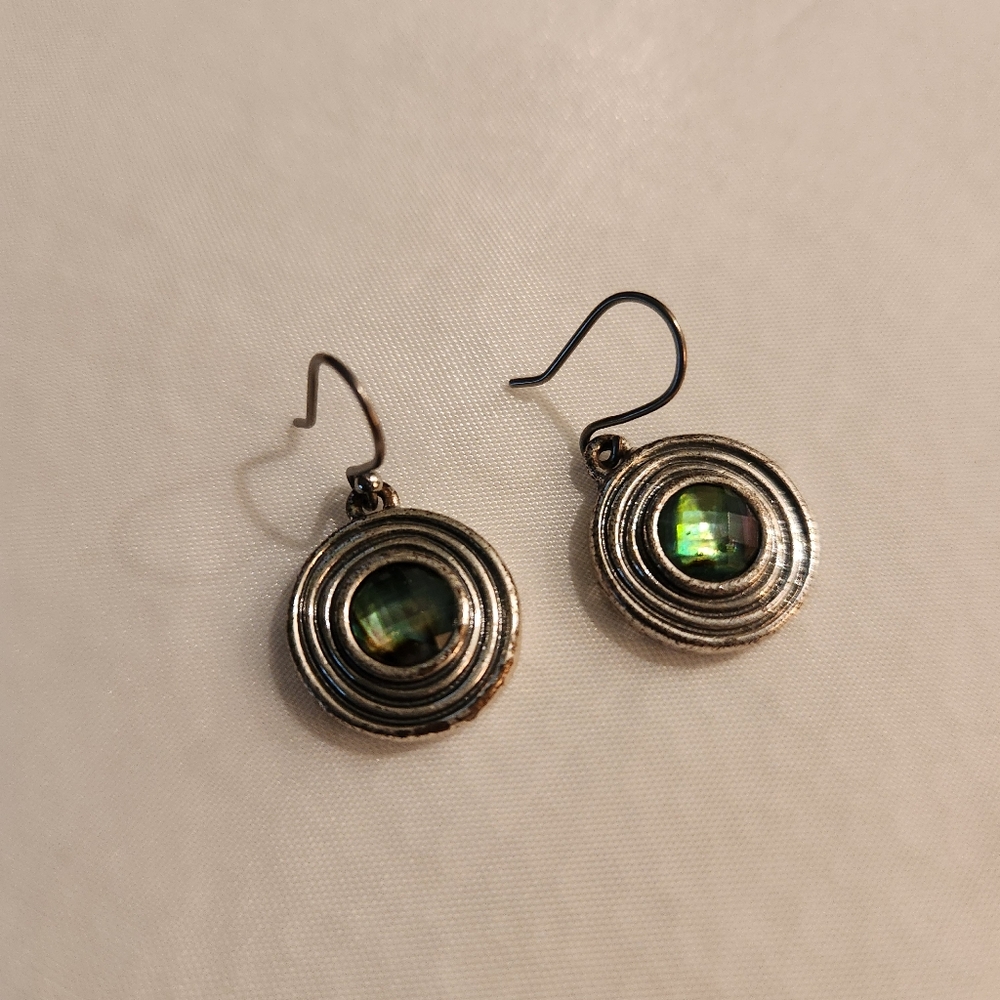 Elegant Silver and Green Earrings